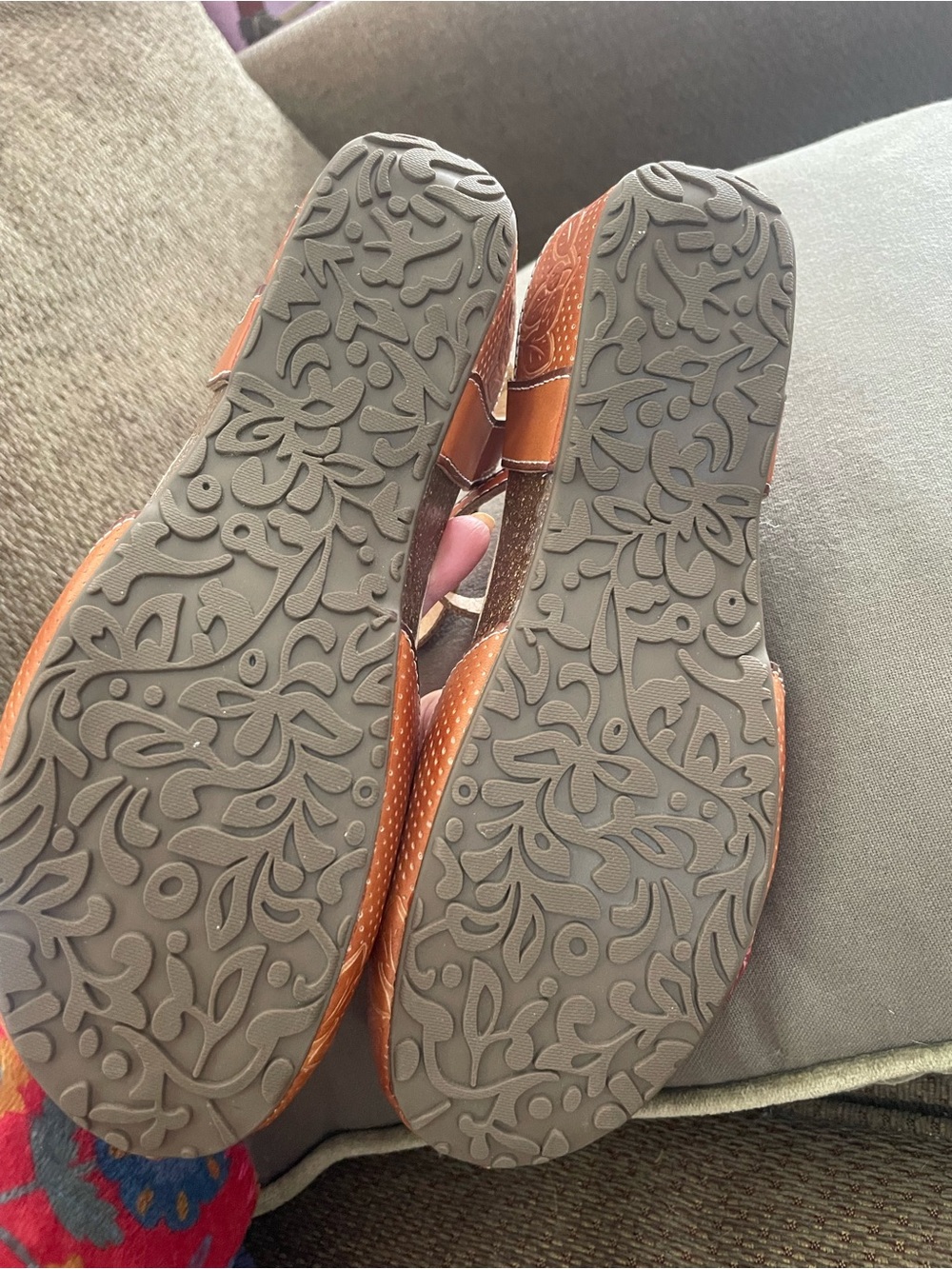 Brown Floral Embroidered Ankle-Strap Flats - Women's by Spring Step - Picture 7 of 9